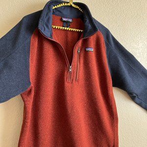 NEW Patagonia |Men's Better Sweater 1/4-Zip Fleece - Blue & Red | US Men's Large